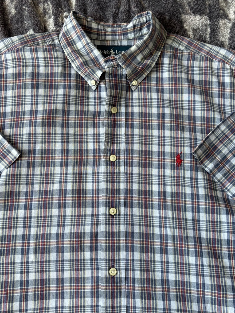 Ralph Lauren Men’s Plaid Button Down Shirt XL Short Sleeve Pony Logo Preppy